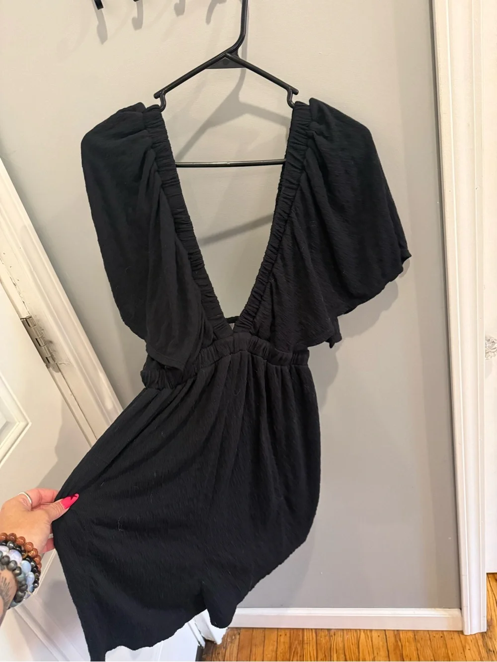 Free People Black Deep V Romper